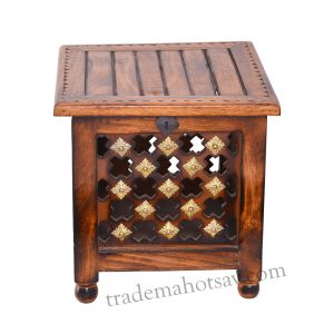 Beautiful Antique Wooden Stool with Storage for Living & Bedroom Stool  (Brown)