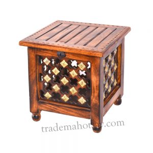 Beautiful Antique Wooden Stool with Storage for Living & Bedroom Stool  (Brown)