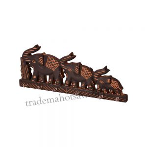 Elephant Design, Wall Décor, Black Color Key Hangers, Used for Gift to Loved Ones Wood Key Holder  (6 Hooks, Brown)