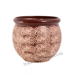 Ceramic Flower Pot Planter Indoor Outdoor Planter Handicraft Set of 3 pack  , ( Brown )