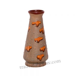 Ceramic Handmade red and brown circle vase Ceramic Vase  (Red, Brown)