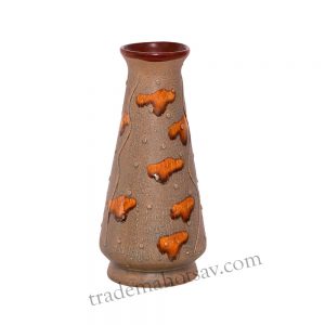 Ceramic Handmade red and brown circle vase Ceramic Vase  (Red, Brown)