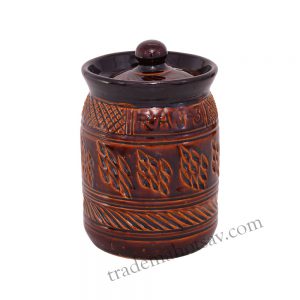 Lyallpur Stores Ceramic Barny Container – 1000 ml (Brown)