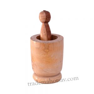 Wooden Small Okhli and Musal/Mortar and Pestle Set for Kitchen , Wood Masher  (Pack of 1)