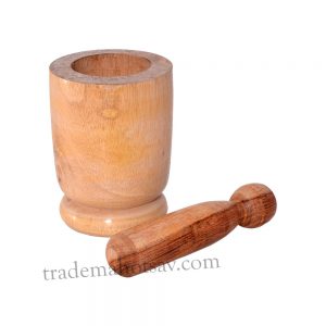 Wooden Small Okhli and Musal/Mortar and Pestle Set for Kitchen , Wood Masher  (Pack of 1)