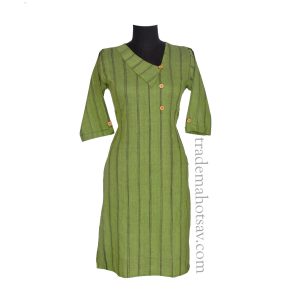 Women Khadi kurti Green color