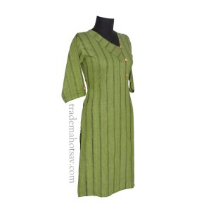 Women Khadi kurti Green color