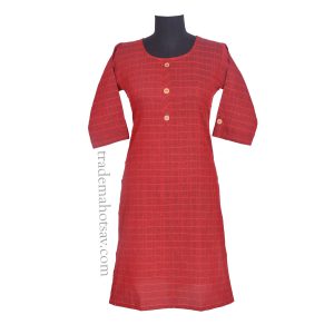 Women Khadi Kurti Red