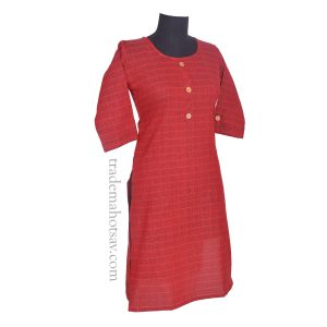 Women Khadi Kurti Red